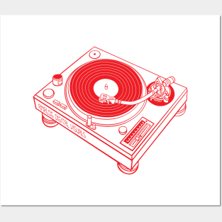 Turntable (Red Lines) Analog / Music Posters and Art